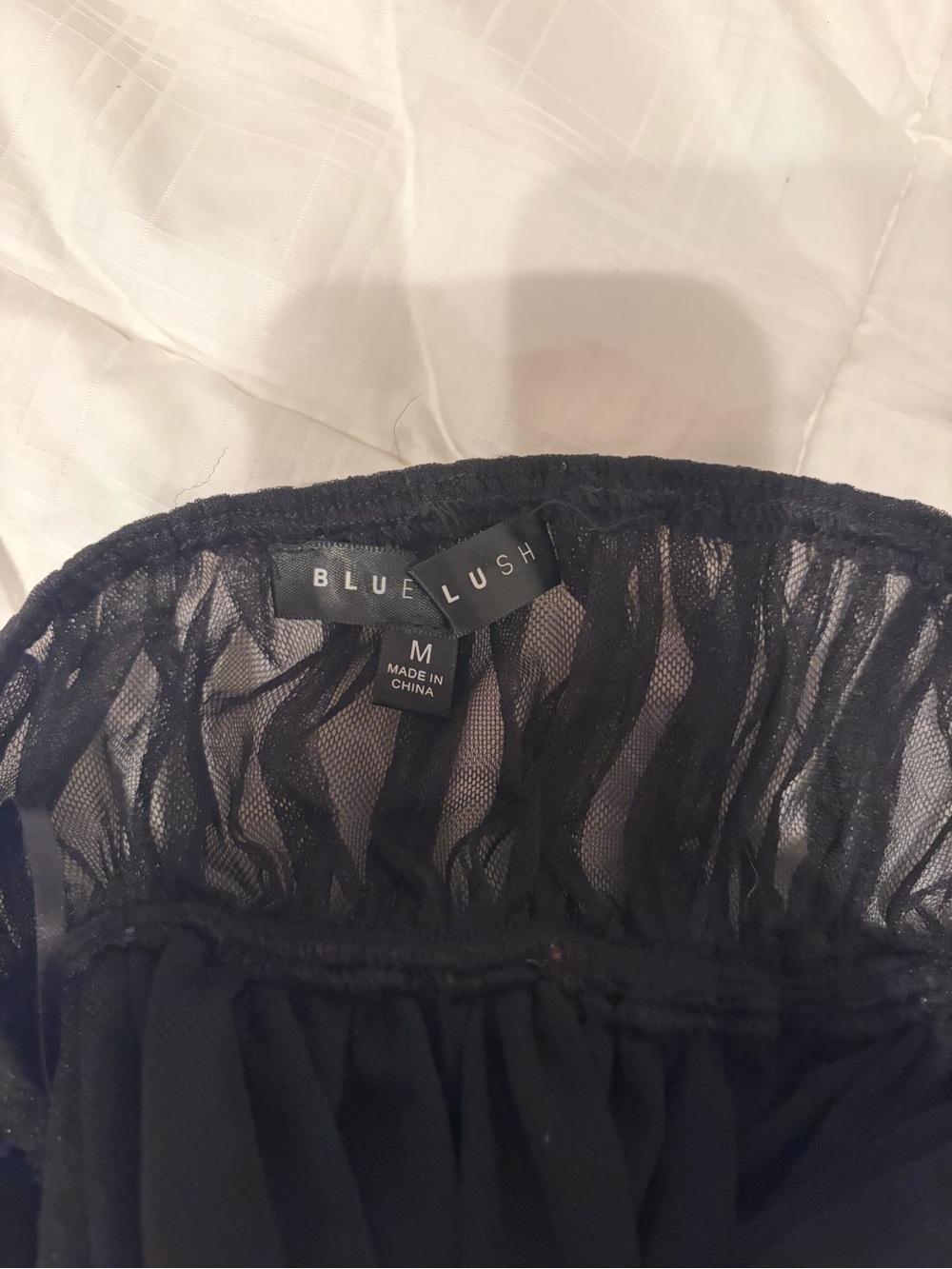 Black Halter Ruffle Mesh Top - Picture 3 of 3